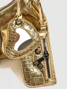 Dedoo Retro Bag 1PC Y2K Gothic Fashionable Type Rivet Decoration Vintage Block Decoration Women's Shoulder Bags And Shoulder Botes Are Adjusted For Daily Travel, Niche Design, Steampunk, Goth, Bag For Women, Cool Girls Street Wear, Perfect For Music Festival, Concert, Rock Style Bag For Women, Y2k Bag, 2000s Fashion Style, Gothic Punk Bag For Women - 金色 - 查看 5