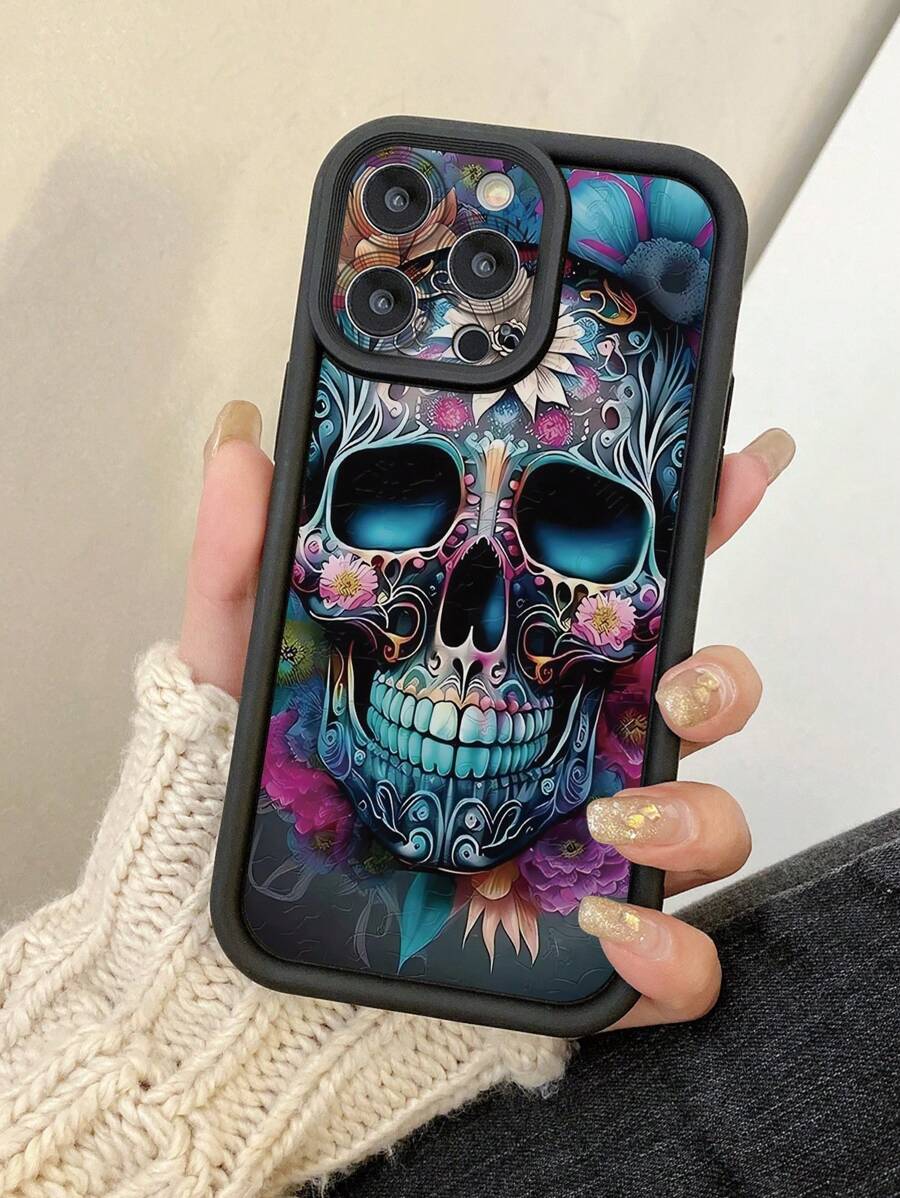 1 szt. Gradientowy wzór czaszki z dziurkami, ochrona aparatu, wstrząsoodporne etui na telefon, kompatybilne z 11 Pro Max/12 Pro Max/13 Pro Max/14 Pro Max/15 Pro Max/kompatybilne z 16 Plus/kompatybilne z 16 Pro Max, kompatybilne z Samsung, kompatybilne z Redmi, kompatybilne z OPPO/kompatybilne z Realme, kompatybilne z VIVO, kompatybilne z Infinix, kompatybilne z Honor, kompatybilne z MOTO, kompatybilne z , One Plus, wersja międzynarodowa, nie jest to wersja krajowa, - Czarne - Zobacz 1