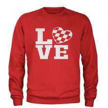 Love Racing Checkered Flag Heart Adult Crewneck Sweatshirt - 藏蓝色 - 查看 8