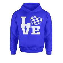 Love Racing Checkered Flag Heart Youth-Sized Hoodie
