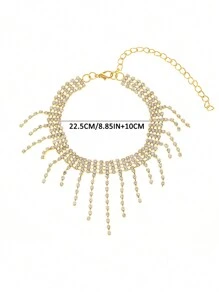 1pc Fashionable & Elegant Rhinestone Tassel Chain Anklet, Bohemian Rhinestone Butterfly Tassel Ankle Chain, Beach Vacation Decor Anklet