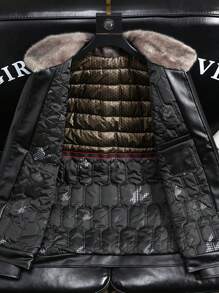 Luxury Faux Leather Jacket With Camel Lining For Men, Warm, Fashionable, Suitable For Autumn/Winter
