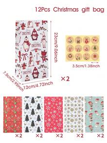 12 Túi quà tặng bằng giấy Kraft đựng kẹo Giáng sinh, Túi đựng quà trang trí Giáng sinh, Túi đựng thực phẩm nướng bánh quy kẹo, Giáng sinh vui vẻ, Quà tặng tiệc tùng, Giáng sinh - Nhiều màu - Xem 4