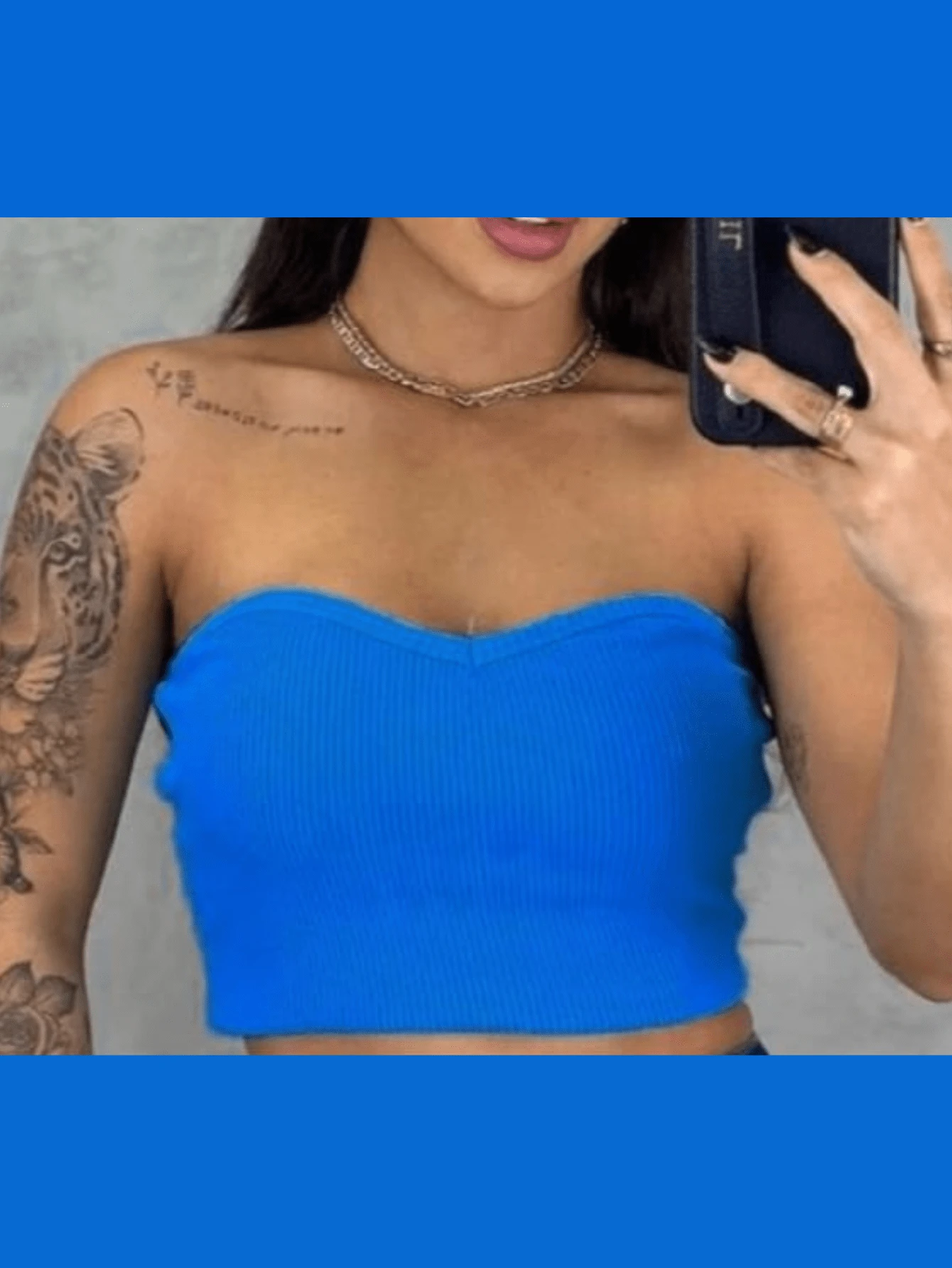 Women's Heart Crop Top - 寶藍色 - 查看 1