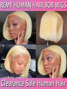 200% 13X4 HD Lace Frontal Wig Glueless Blonde Bob Wigs Human Hair Lace Frontal Wigs 613 Blonde Short Straight Bob Hair Wigs For Women Transparent Lace Frontal Human Hair Wigs