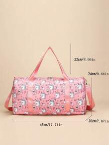 1 件卡通棒棒糖和独角兽图案休闲旅行包，大容量瑜伽/游泳运动行李包，干湿分离，可挂在行李箱上