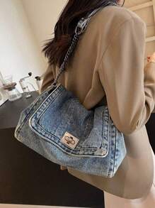 新款通勤大容量多功能旅行包牛纹斑马纹字母豹纹钻石撞色拼接妈咪包男女学生时尚休闲包朋克情侣旅行包情人节礼物防水面料旅行 - 藍色 - 查看 6