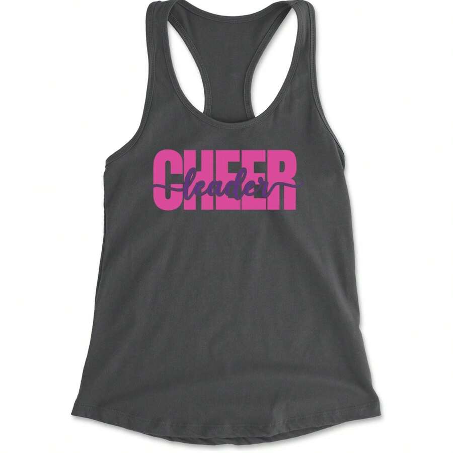Cheerleader With Scripted Flair Racerback Tank Top For Women - 炭灰色 - 查看 1