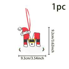 1 件圣诞主题 DIY 26 个字母挂饰，木制装饰，圣诞帽红色字母袜子，适用于圣诞树装饰，DIY 名称。可书写。，圣诞节 - 彩色 - 查看 18