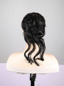 女士凌乱发髻发夹，蓬松高马尾合成卷发发髻接发片，带发夹 - 黑色 - 查看 11