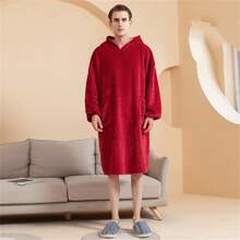 1 chiếc chăn trùm đầu dày 2 lớp bằng vải tổng hợp dùng cho mùa thu đông, đồ ngủ mặc nhà cỡ lớn phổ thông cho nam và nữ có thể mặc bên ngoài - Xám - Xem 11