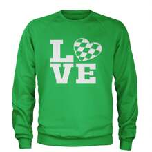 Love Racing Checkered Flag Heart Adult Crewneck Sweatshirt - 藏蓝色 - 查看 5