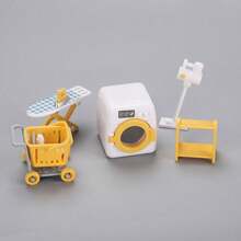 Kids Pretend Play Mini Washing Machine Kitchen Scene Toy Set, Doll House Miniature Furniture DIY Model