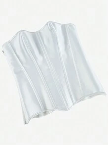 Overbust Corset Top Bustier, Strapless Shapewear Top With 11 Whalebones, Waist Trainer Corset Top Side Zipper For Costume, Performance, Outdoor Wear