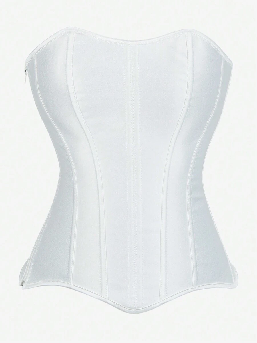 Overbust Corset Top Bustier, Strapless Shapewear Top With 11 Whalebones, Waist Trainer Corset Top Side Zipper For Costume, Performance, Outdoor Wear