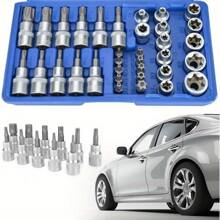 34PCS Star Torx Sockets Metal Nut Set Wrench Ratchet Tool Kit T10-T60 Drive Wrench Socket Set With Storage Case For Car And Bicycle Repair - Variant1 - View 4