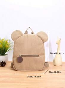 A Lovely Cartoon Bear Backpack With Zipper Closure, Suitable For Daily Use For Girls.