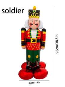 1/2pcs Christmas Nutcracker Soldier Snowman Aluminium Film Balloon Stereoscopic Standing Cartoon Christmas Mall Decoration Balloon,Christmas