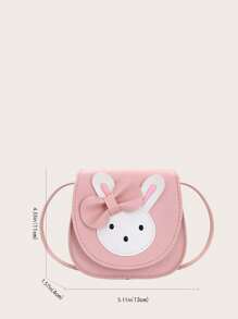 Girls Rabbit & Bow Decor Flap Saddle Bag - Pink - View 7
