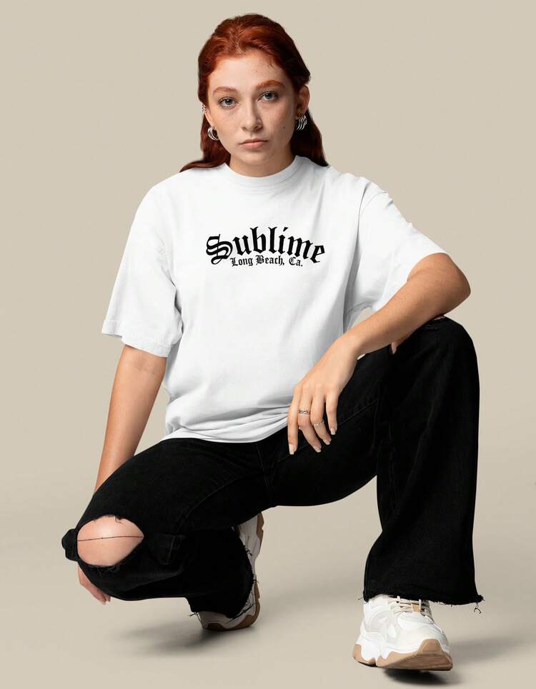 T-Shirt Sublim Long Beach StreetWear Shirt 100% Cotton Unisex Men Women Printed Shirt 006 - 白色 - 查看 3