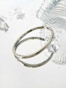 1 Pièce Bracelet Pour Femme En Acier Inoxydable, Couleur Unie, Anti-fading, Simple, Personnalisé, Empilable, Haut De Gamme Et À La Mode