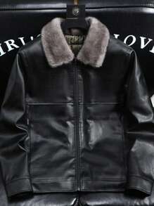 Luxury Faux Leather Jacket With Camel Lining For Men, Warm, Fashionable, Suitable For Autumn/Winter