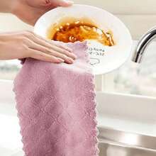 10 chiếc khăn lau bát đĩa nhà bếp tái sử dụng màu ngẫu nhiên, dụng cụ vệ sinh nhà cửa, vải bọt biển sợi, giẻ lau bằng lông cừu san hô, khăn lau khô nhanh - Màu Xám nhạt - Xem 10