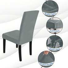 YSTYLE 6-Piece Velvet Back Chair Cover, Universal Chair Cover, Elasticised Scratch-Proof Cat Chair Cover, High Back Chair Cover, Living Room Chair Cover - Light Grey - View 5