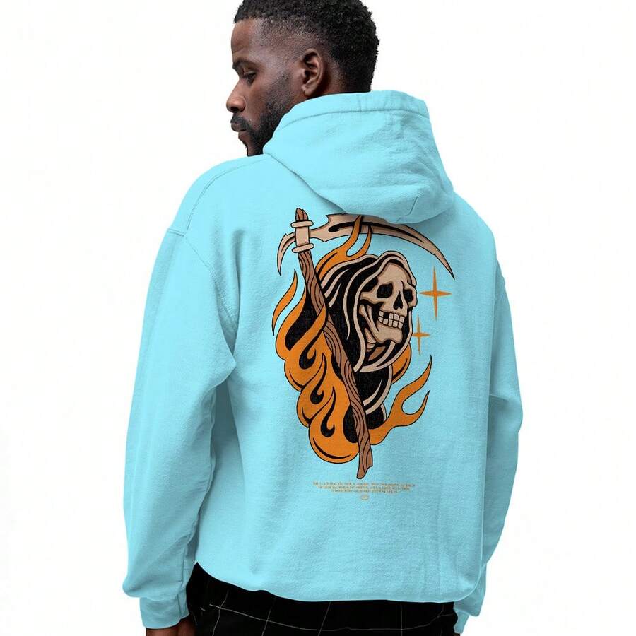 Abstract Like In Orange Mode Cold Weather Hoodie - 藍色 - 查看 1