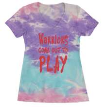 Warriors Come Out To Play  Ladies V-Neck T-Shirt - Hot Pink - View 8