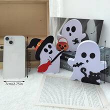 3 件装可爱幽灵万圣节装饰，木制分层托盘展示标志，适用于家庭、派对、货架 - 南瓜、圣诞节 - 彩色 - 查看 12