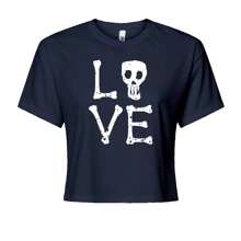 Love Skeleton Bones Cropped T-Shirt - Blue clouds - View 3