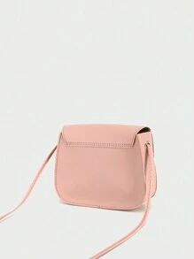 Crossbody Shell Bag With Plain Butterfly Embellished Hardware - Pink - View 6