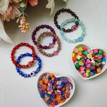 25 Pcs Fimo Interlayer Butterfly Bear Heroes Fruits Sweets Heart And Others Beads Jewelry - Jantung - View 3