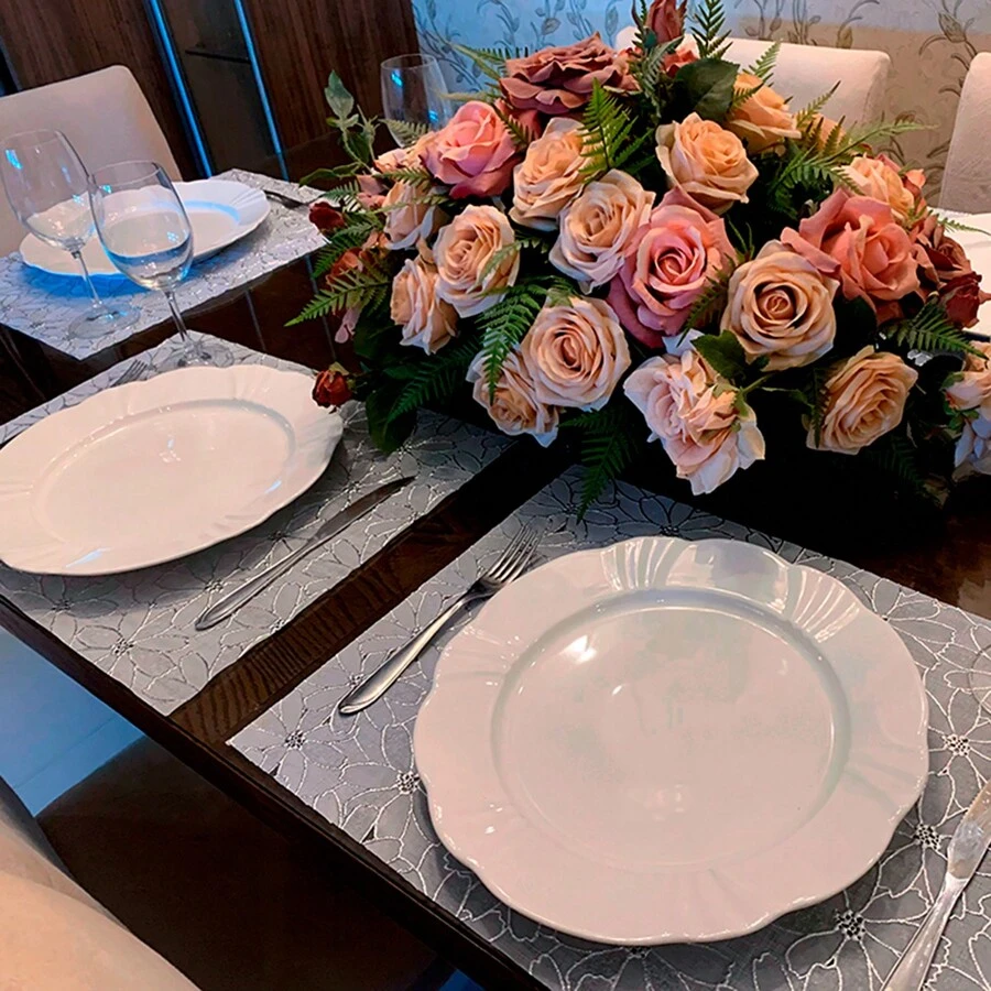 Placemat Set 06 Pieces Waterproof Super Resistant, Sophisticated And Modern, Table Set With Shine - 6 花卉蕾絲 - 查看 1