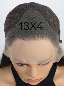 24 英寸直发黑色合成发蕾丝前部自由式假发适合日常佩戴 - 黑色 - 查看 10