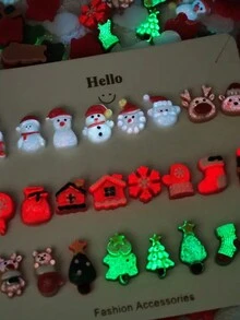 20 件/50 件圣诞指甲饰物、雪人袜子圣诞老人麋鹿图案指甲配件、音乐节指甲装饰 - 彩色 - 查看 3