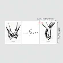 3pcs Letter & Hand Print Unframed Painting - Multicolor - View 16