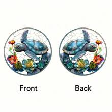 1pc Turtle & Succulent Sun Catcher, 2D Acrylic Painted Glass Window Hanging Decor For Porch, Garden, Office, Bedroom, Ocean Themed Home Decoration,Home Decor ,Room Decor,Wall Decor Gifts Birthday Graduation - Multicolor - View 7