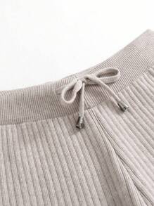 Herfst Winter Tweedelige Dames Rib Trui Trainingspak Gebreide Warme Broekset