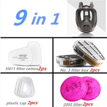 Maschera antigas completa 6800A per protezione da acido/organico/ammoniaca, filtri multifunzione per vernici, prodotti chimici, pesticidi, laboratorio, anti-polveri