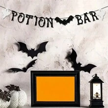 Pancarta de barra de pociones de regreso a la escuela y Halloween - Decoración de papel versátil para fiestas y eventos temáticos