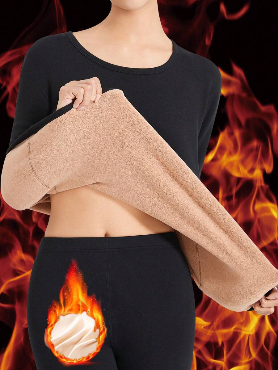 Women's Autumn/Winter Thermal Underwear Top - Thermal Underwear Base Layers Top With Thermal Lined - Black - View 1