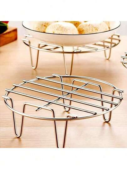 1pc Cooking Rack Round Stainless Steel, Steamer Rack. KitchenTools, High Foot Steaming Rack, Four-Cornered CookingSteamer, Steaming Rack, Kitchen Tools, KitchenSupplies, Food, Kitchen, Travel, Kitchen Items, Kitchen Tools, Kitchen Things