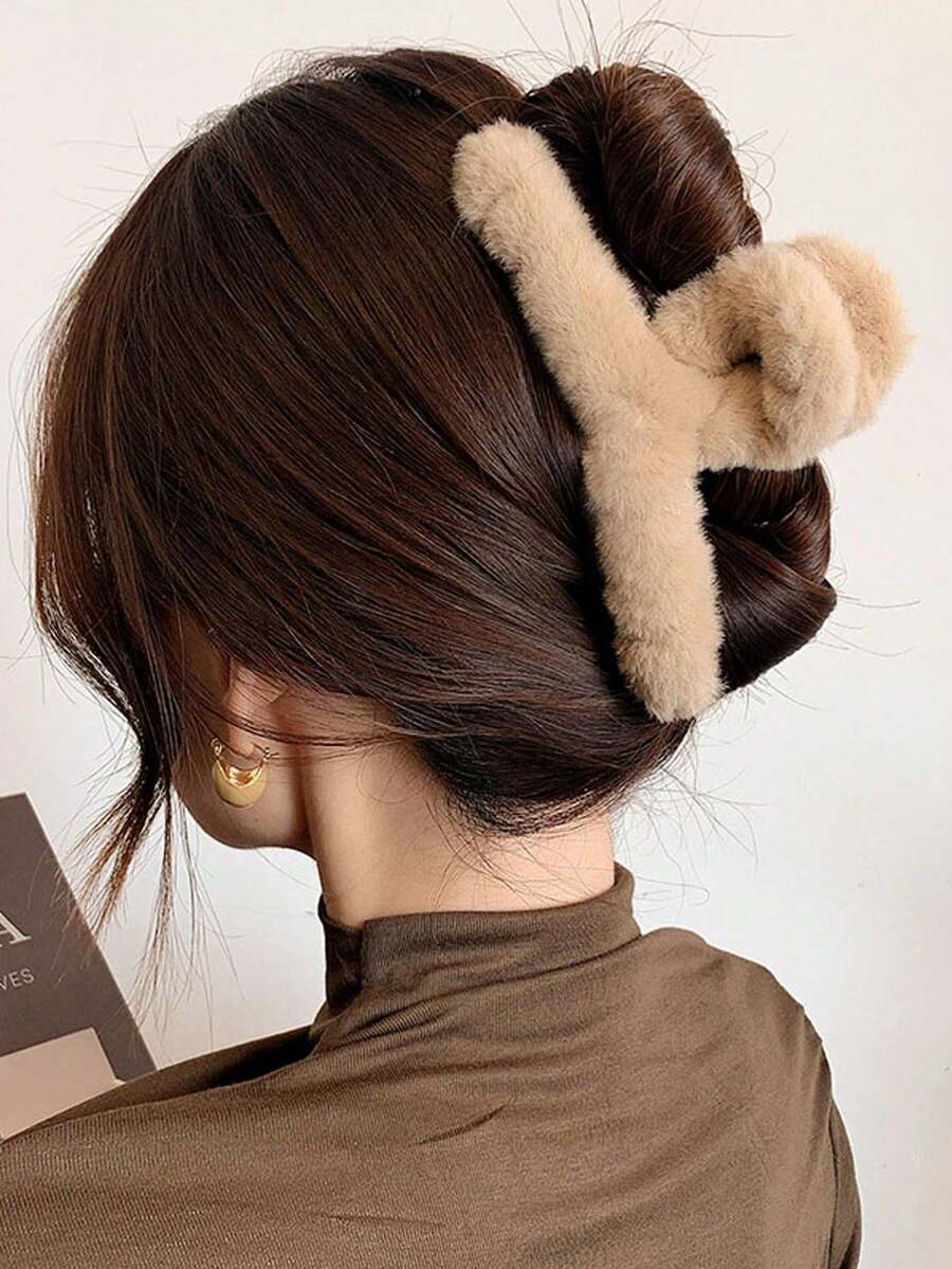 4pcs Women's Plush Large UShaped Hair Clip, Fashionable And Versatile