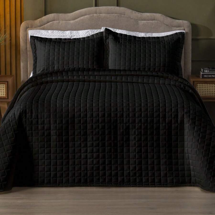 Basic Queen Bedspread Kit 3 Pieces - 黑色 - 查看 1