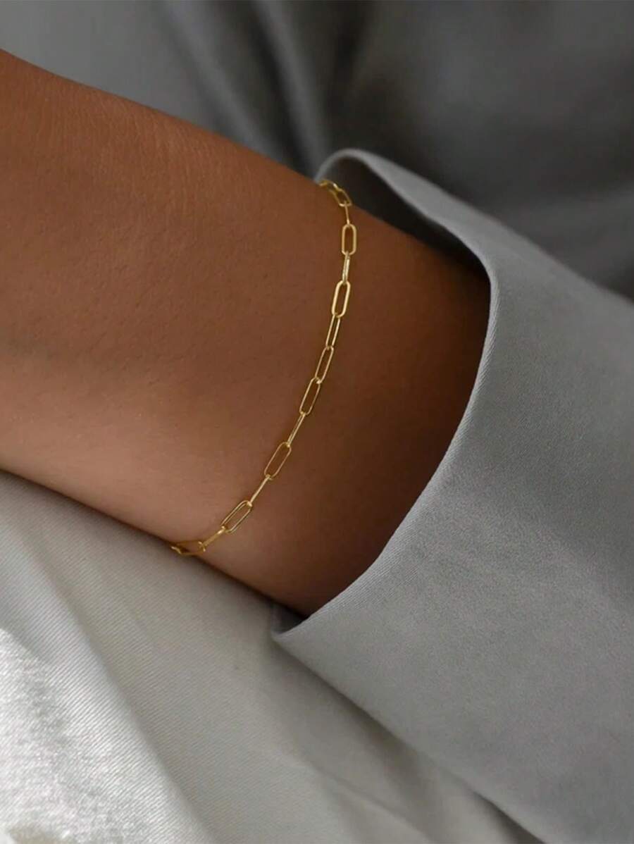 1 件简约 925 纯银手链，时尚轻巧的女士设计珠宝