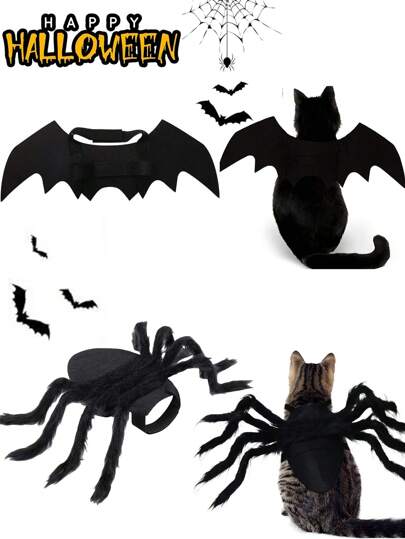 1pc Halloween Pet Costume Spider & Bat Wing Design Accessories Outfit Suit For Cats And Small Dogs Cosplay Halloween Halloween Costumes
