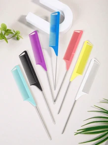 7件/1件 專業尖尾梳/細尾梳/鼠尾梳/分髮梳/不鏽鋼尾梳/防靜電梳：多功能梳子，適合兒童正常髮質，可理順頭髮，創造各種髮型，糖果色，適合兒童髮型師、沙龍和居家使用 - 彩色 - 查看 6