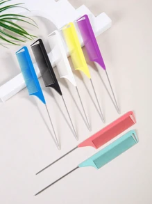 7件/1件 專業尖尾梳/細尾梳/鼠尾梳/分髮梳/不鏽鋼尾梳/防靜電梳：多功能梳子，適合兒童正常髮質，可理順頭髮，創造各種髮型，糖果色，適合兒童髮型師、沙龍和居家使用 - 彩色 - 查看 8